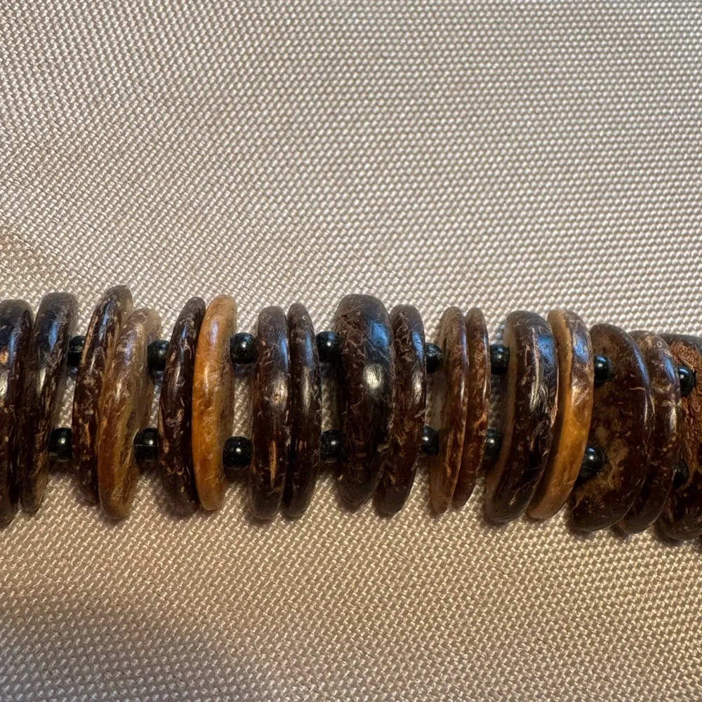 Tribal privative adjustable Brown and Black wood bead belt African boho